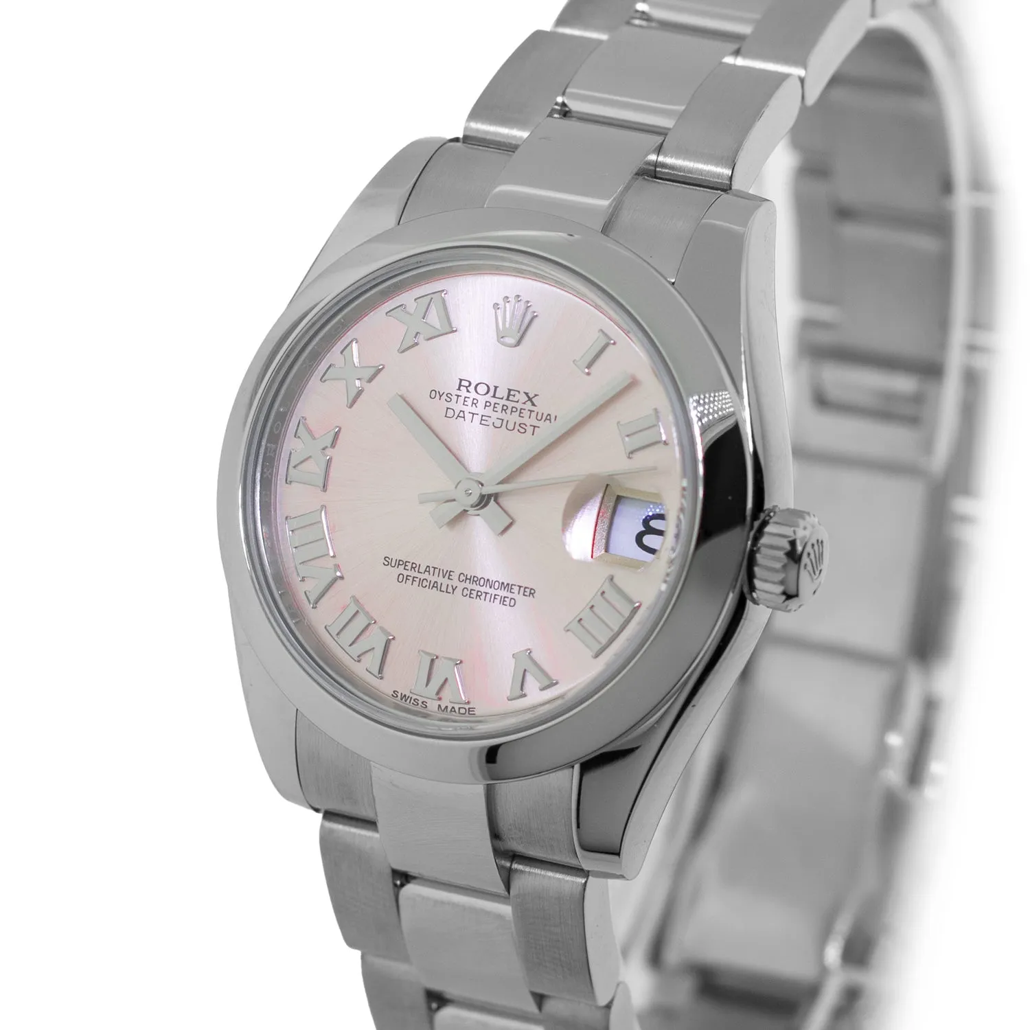 Rolex Datejust 31mm Stainless Steel Pink Roman Dial & Smooth Bezel 178240
