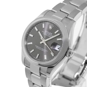 Rolex Datejust 31mm Stainless Steel Rhodium Index Dial & Smooth Bezel 278240