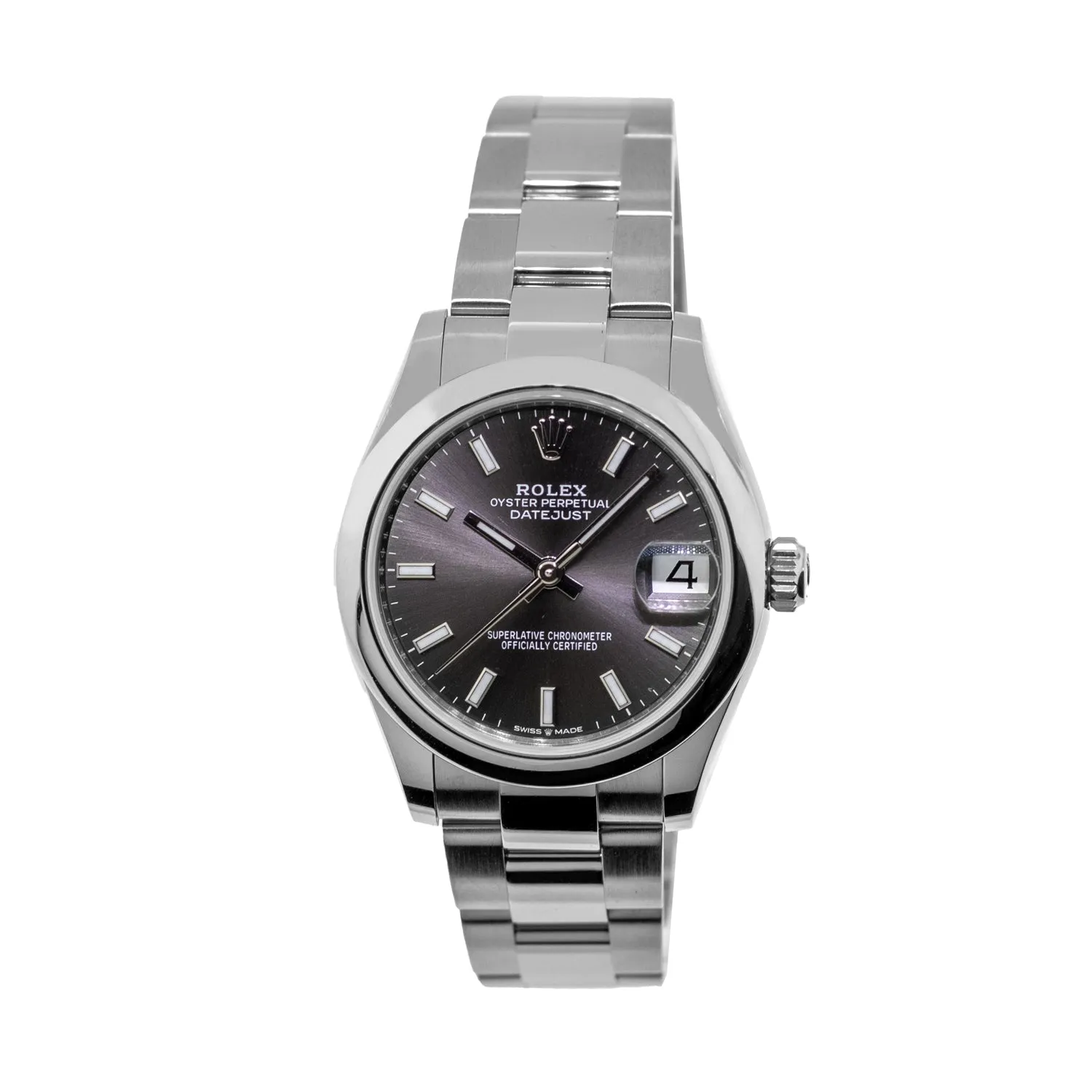Rolex Datejust 31mm Stainless Steel Rhodium Index Dial & Smooth Bezel 278240