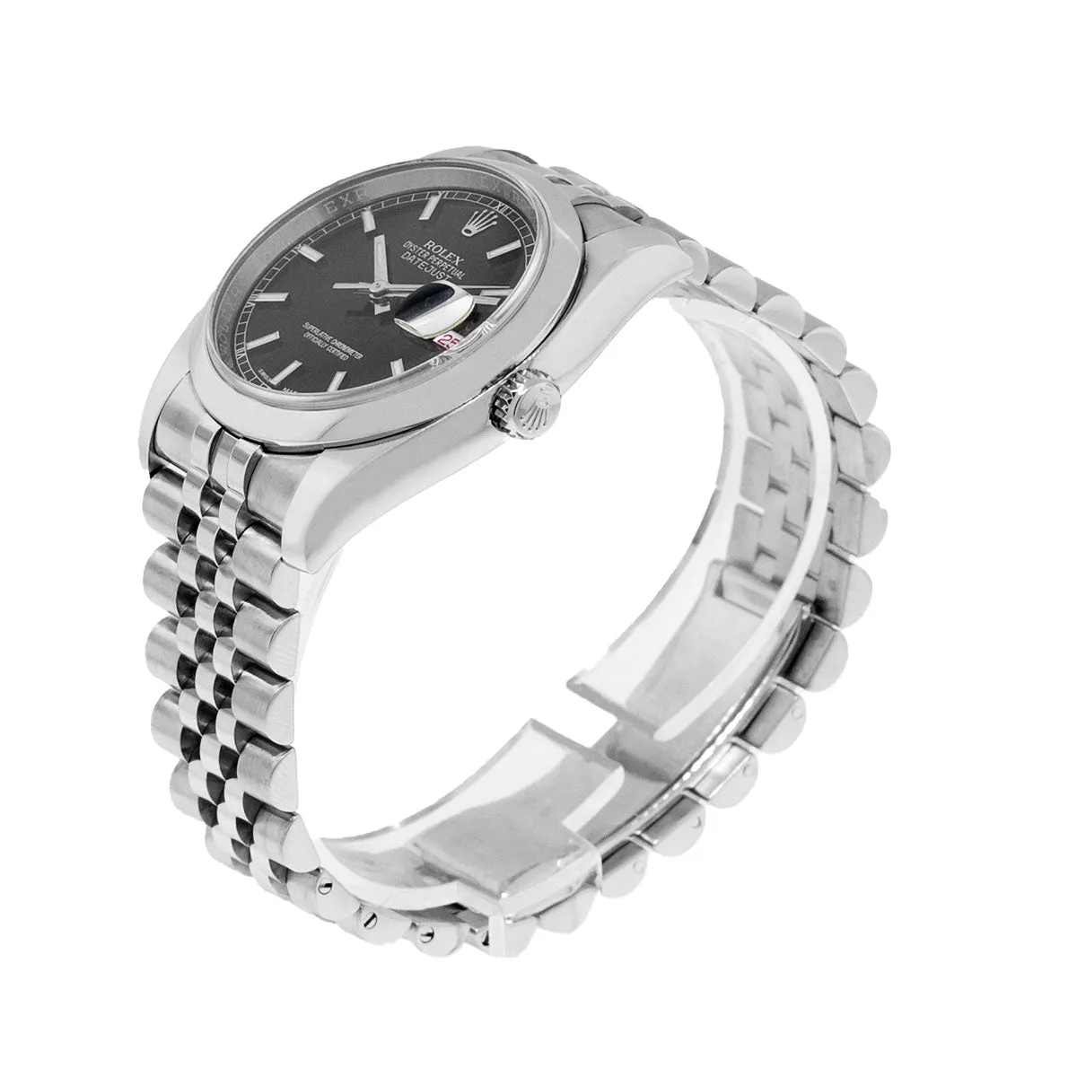 Rolex Datejust 36mm Stainless Steel Black Index Dial Smooth Bezel 116200