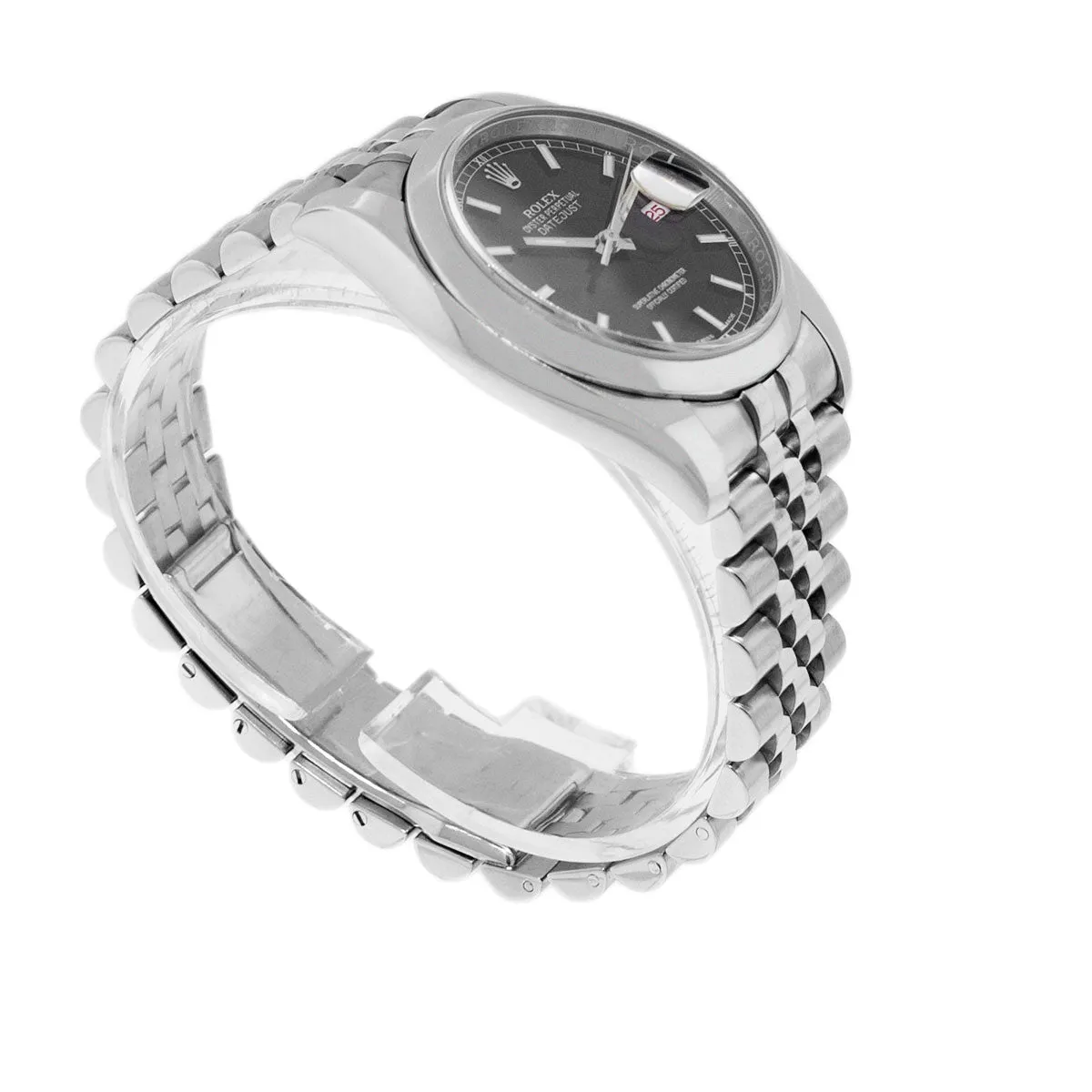 Rolex Datejust 36mm Stainless Steel Black Index Dial Smooth Bezel 116200