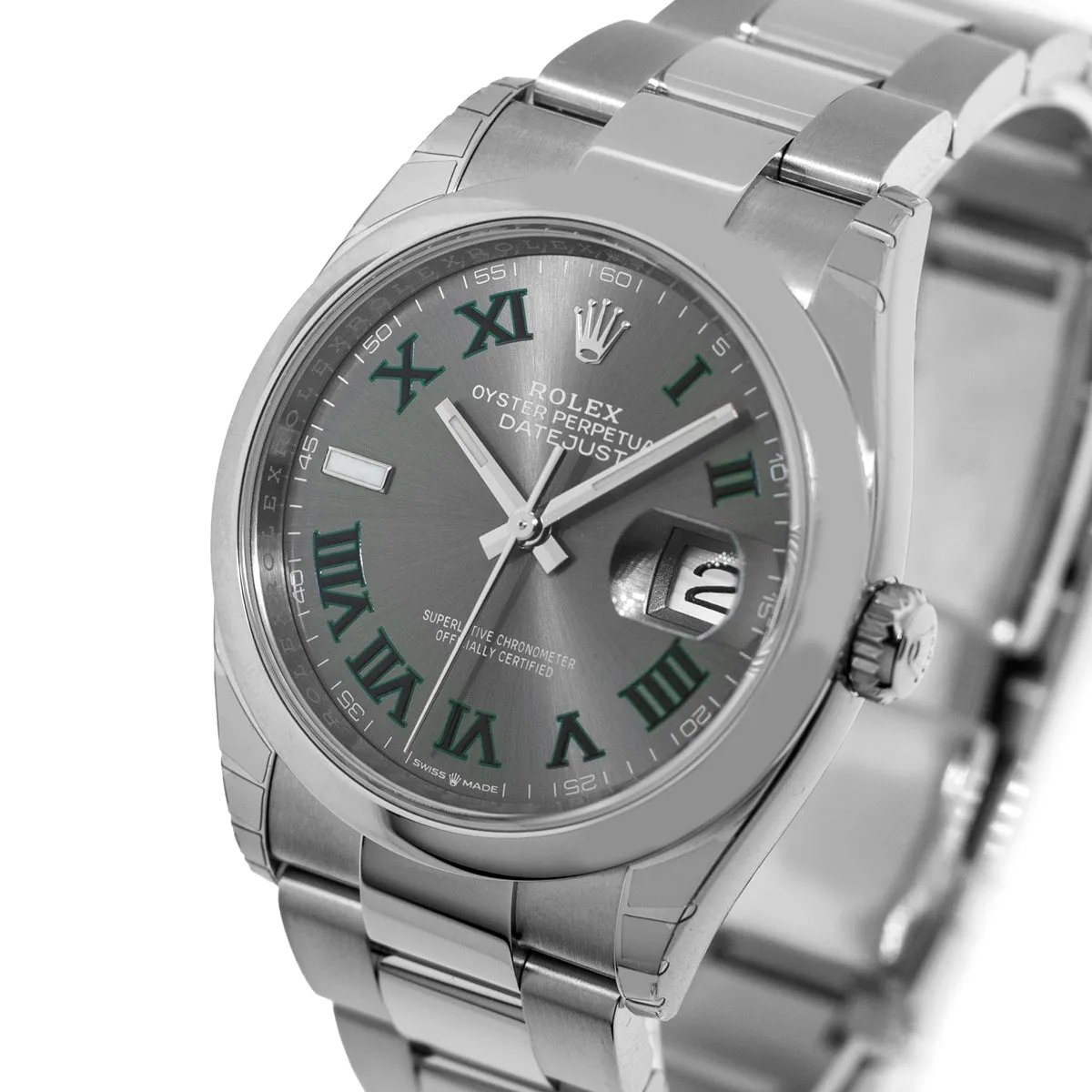 Rolex Datejust 36mm Stainless Steel Wimbledon Dial & Smooth Bezel 126200