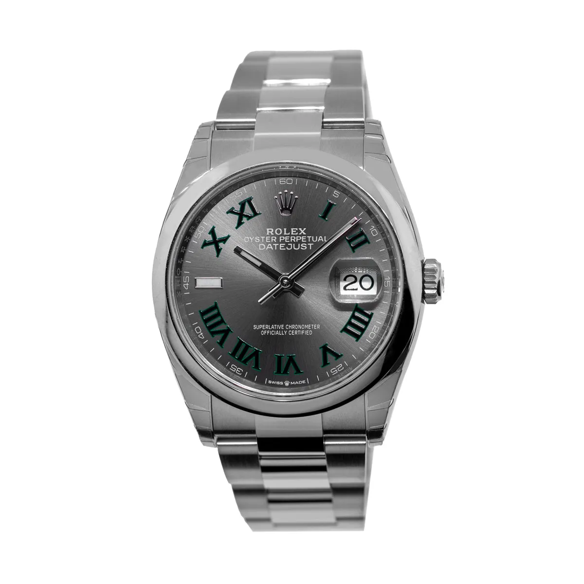 Rolex Datejust 36mm Stainless Steel Wimbledon Dial & Smooth Bezel 126200