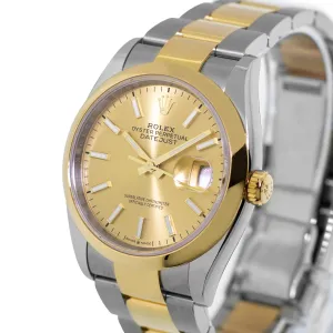 Rolex Datejust 36mm Yellow Gold & Steel Champagne Index Dial & Smooth Bezel 126203