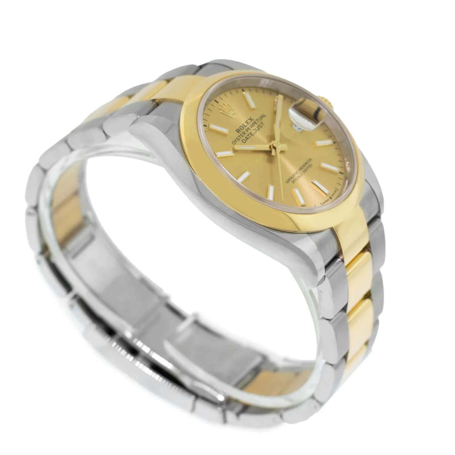 Rolex Datejust 36mm Yellow Gold & Steel Champagne Index Dial & Smooth Bezel 126203