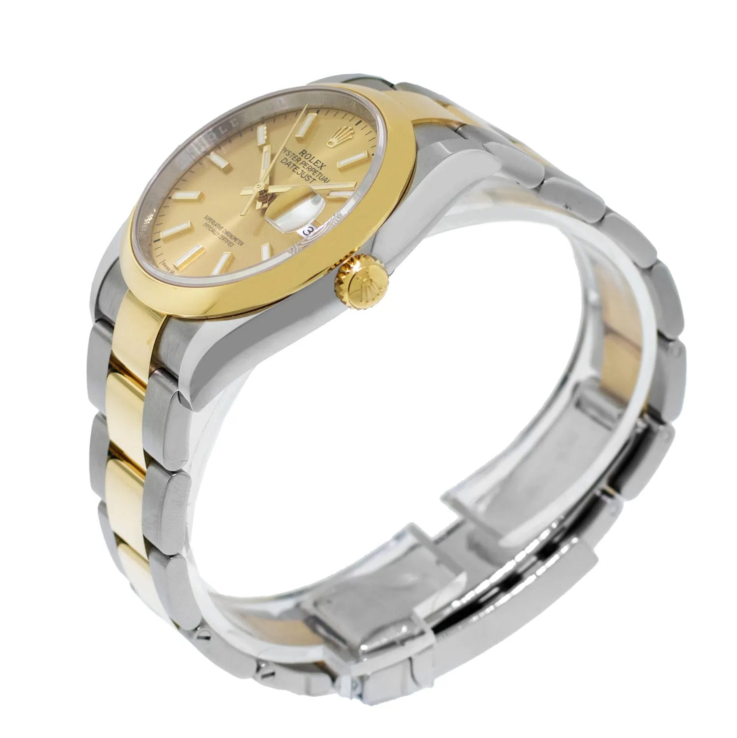 Rolex Datejust 36mm Yellow Gold & Steel Champagne Index Dial & Smooth Bezel 126203