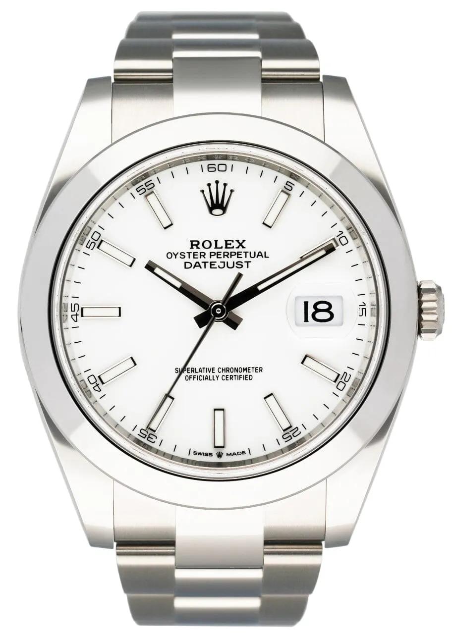 Rolex Datejust 41 126300 White Dial Mens Watch Box Papers
