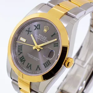 Rolex Datejust 41mm 18K Yellow Gold & Steel "Wimbledon" Dial & Smooth Bezel 126303