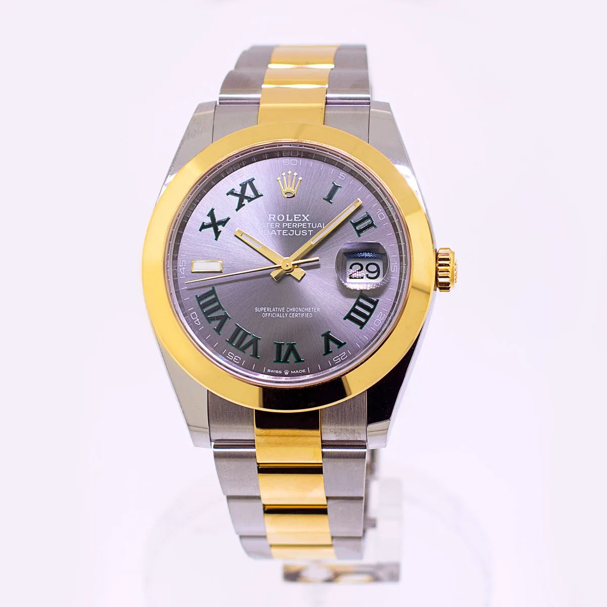 Rolex Datejust 41mm 18K Yellow Gold & Steel "Wimbledon" Dial & Smooth Bezel 126303