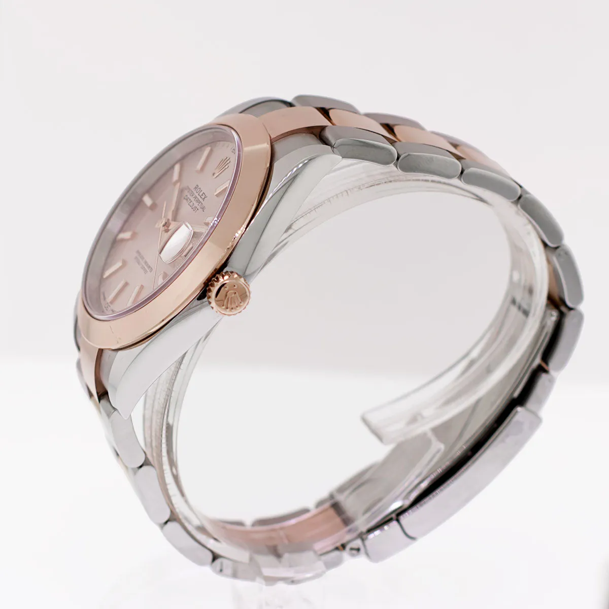 Rolex Datejust 41mm Everose Gold & Steel Sundust Index Dial Smooth Bezel 126301