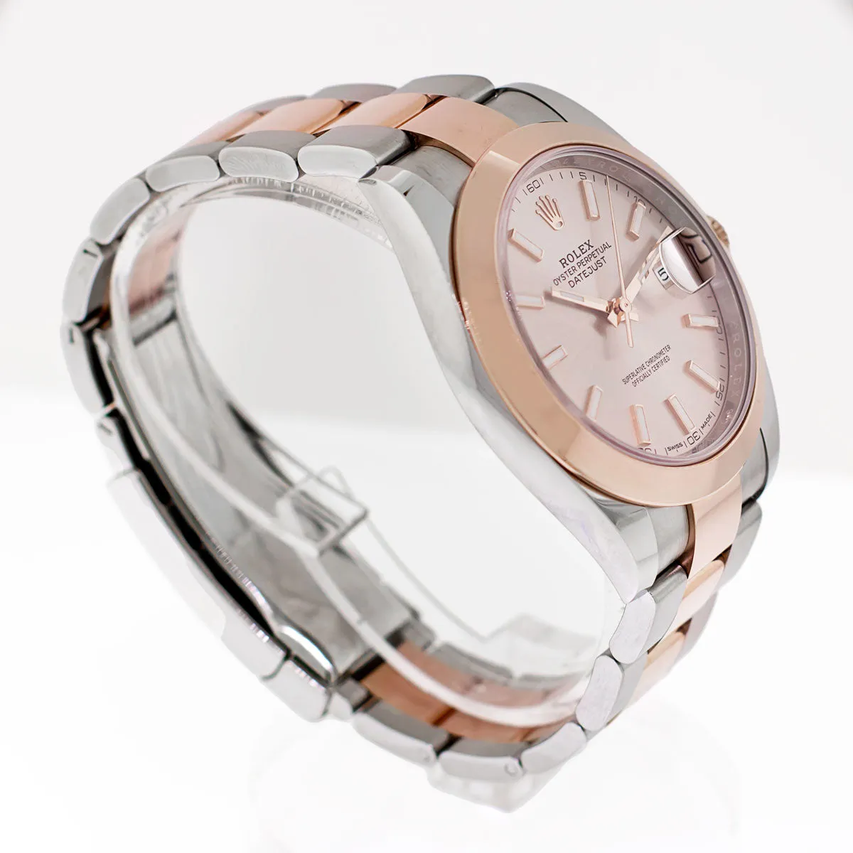 Rolex Datejust 41mm Everose Gold & Steel Sundust Index Dial Smooth Bezel 126301