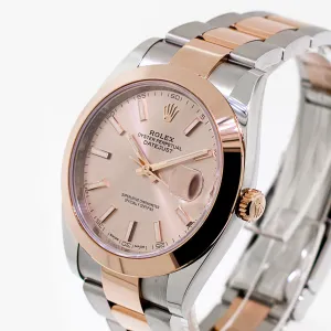 Rolex Datejust 41mm Everose Gold & Steel Sundust Index Dial Smooth Bezel 126301