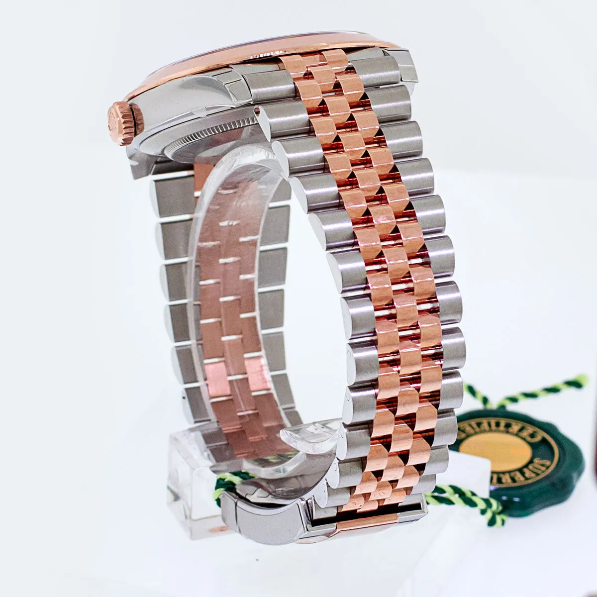 Rolex Datejust 41mm Everose Gold & Steel Sundust Index Dial Smooth Bezel Jubilee 126301