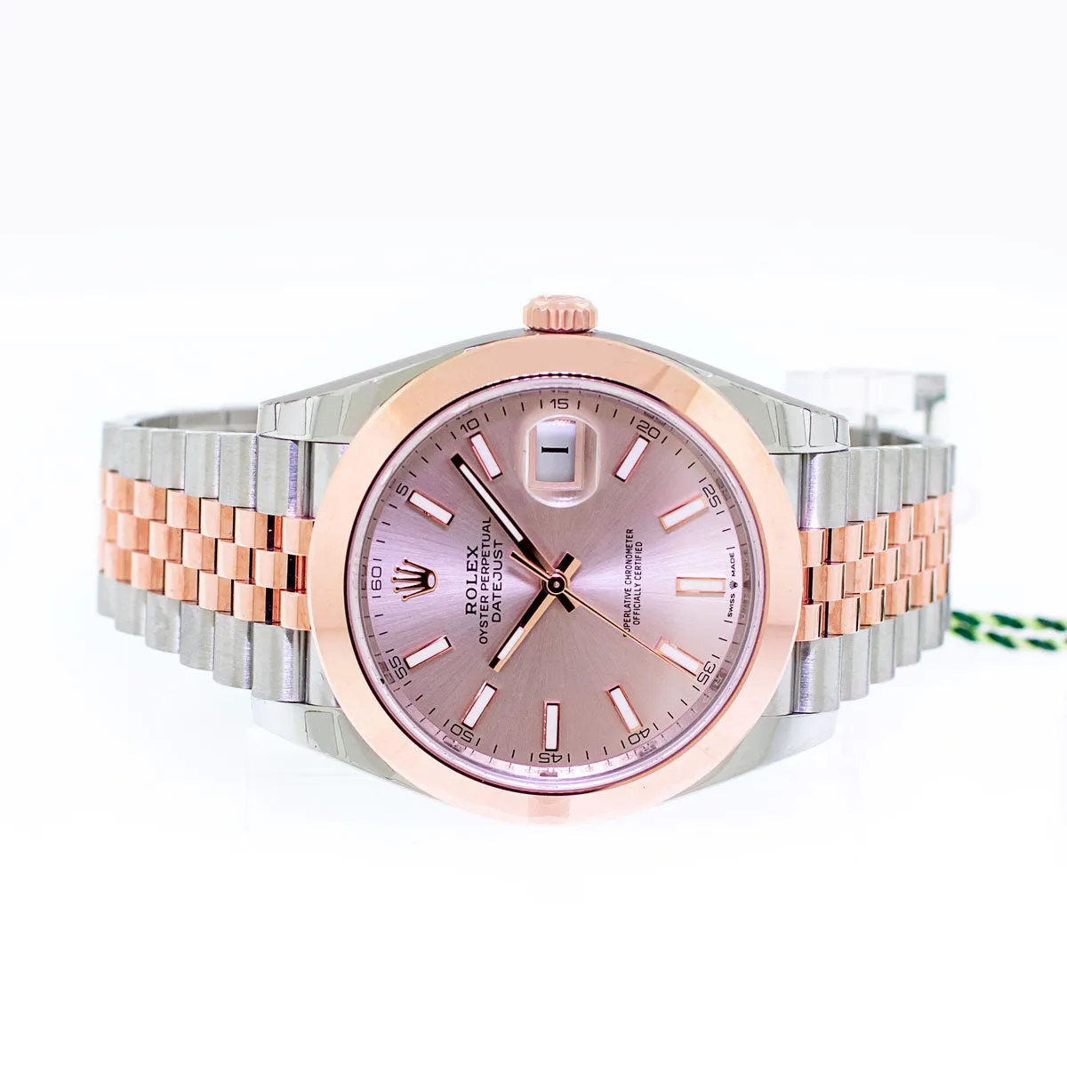 Rolex Datejust 41mm Everose Gold & Steel Sundust Index Dial Smooth Bezel Jubilee 126301