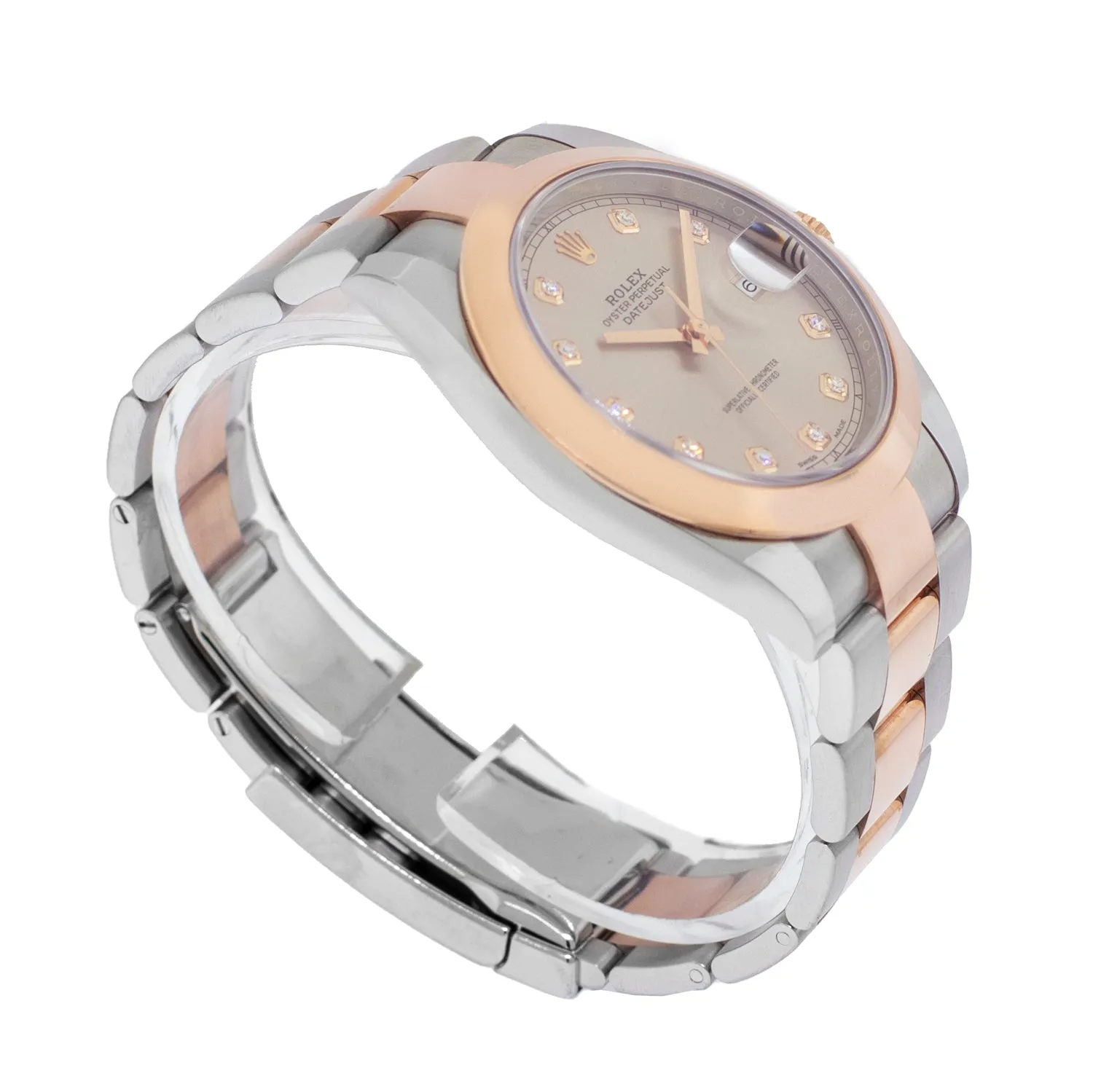 Rolex Datejust 41mm Everose Gold & Steel Sundust / Pink Diamond Dial Smooth Bezel 126301