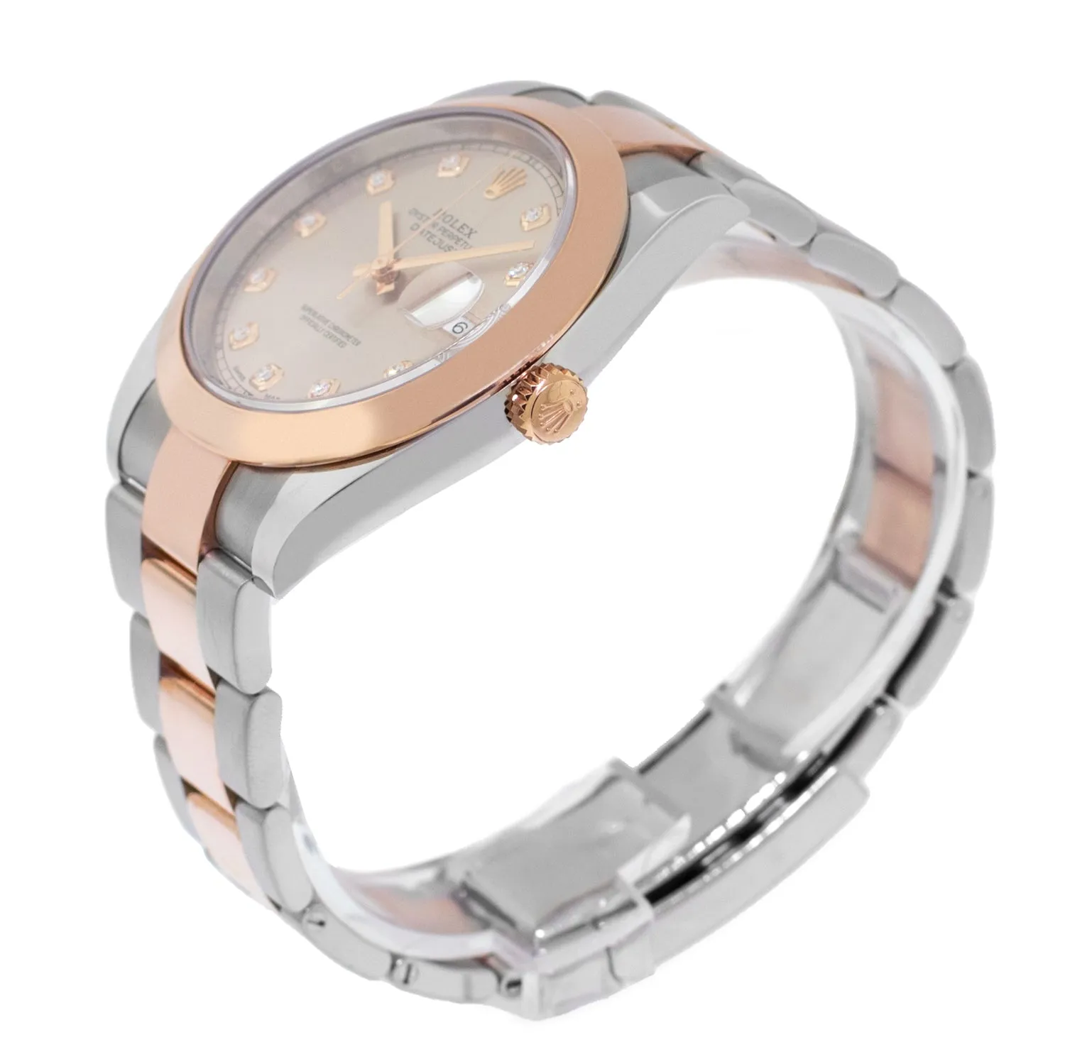 Rolex Datejust 41mm Everose Gold & Steel Sundust / Pink Diamond Dial Smooth Bezel 126301