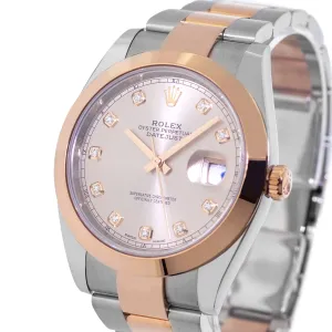 Rolex Datejust 41mm Everose Gold & Steel Sundust / Pink Diamond Dial Smooth Bezel 126301
