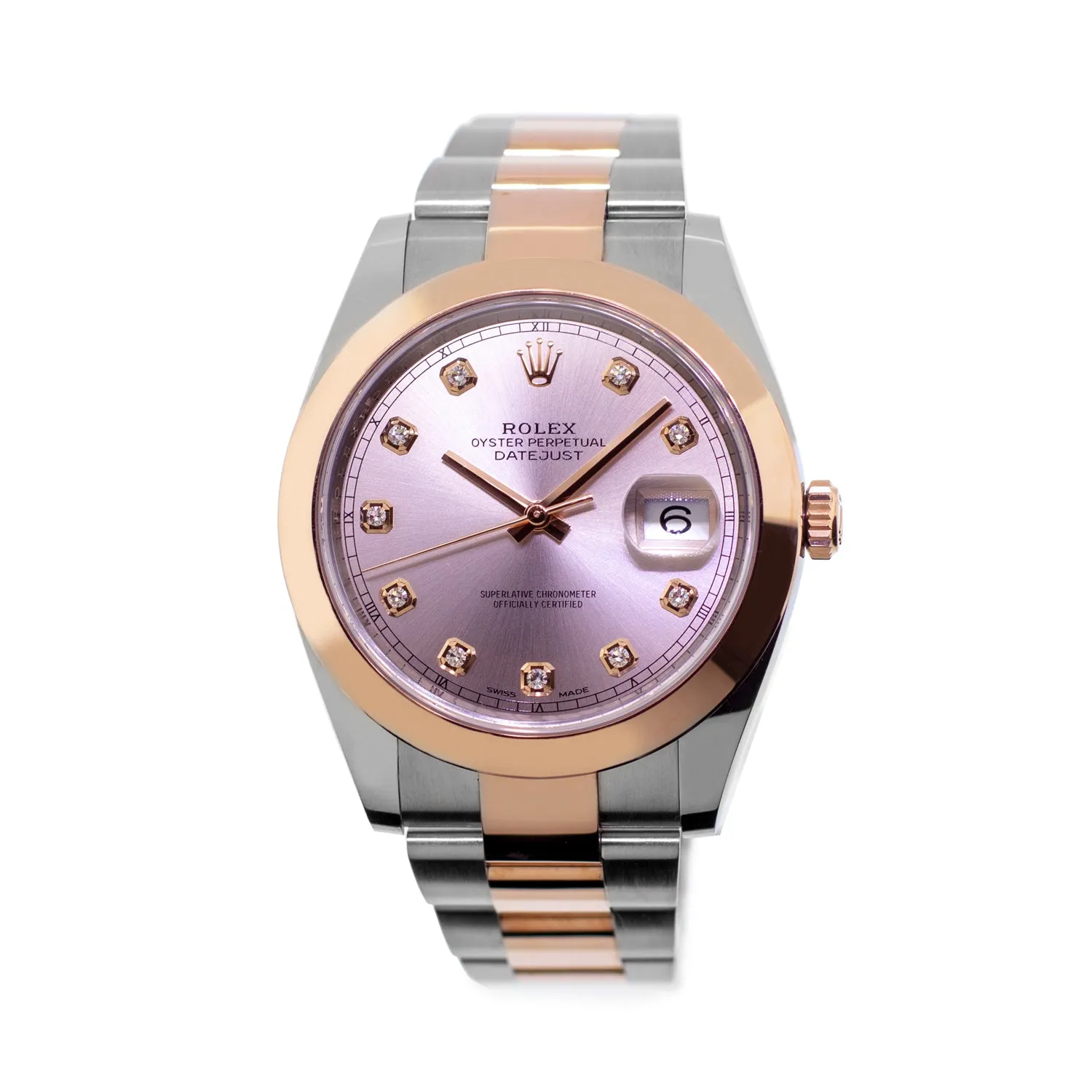 Rolex Datejust 41mm Everose Gold & Steel Sundust / Pink Diamond Dial Smooth Bezel 126301