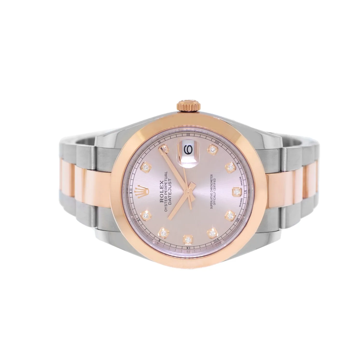 Rolex Datejust 41mm Everose Gold & Steel Sundust / Pink Diamond Dial Smooth Bezel 126301