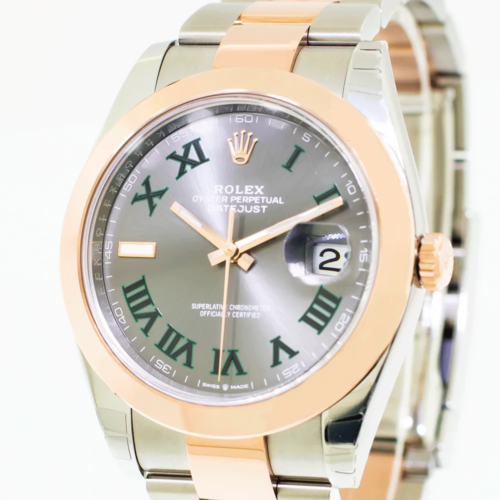 Rolex Datejust 41mm Everose Gold & Steel Wimbledon Dial & Smooth Bezel 126301