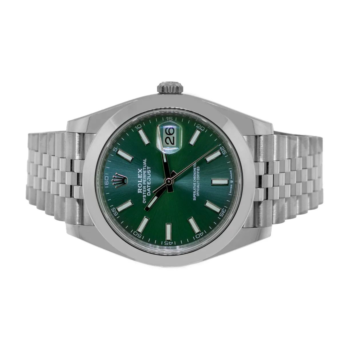Rolex Datejust II 41mm Stainless Steel Green Index Dial Smooth Bezel 126300