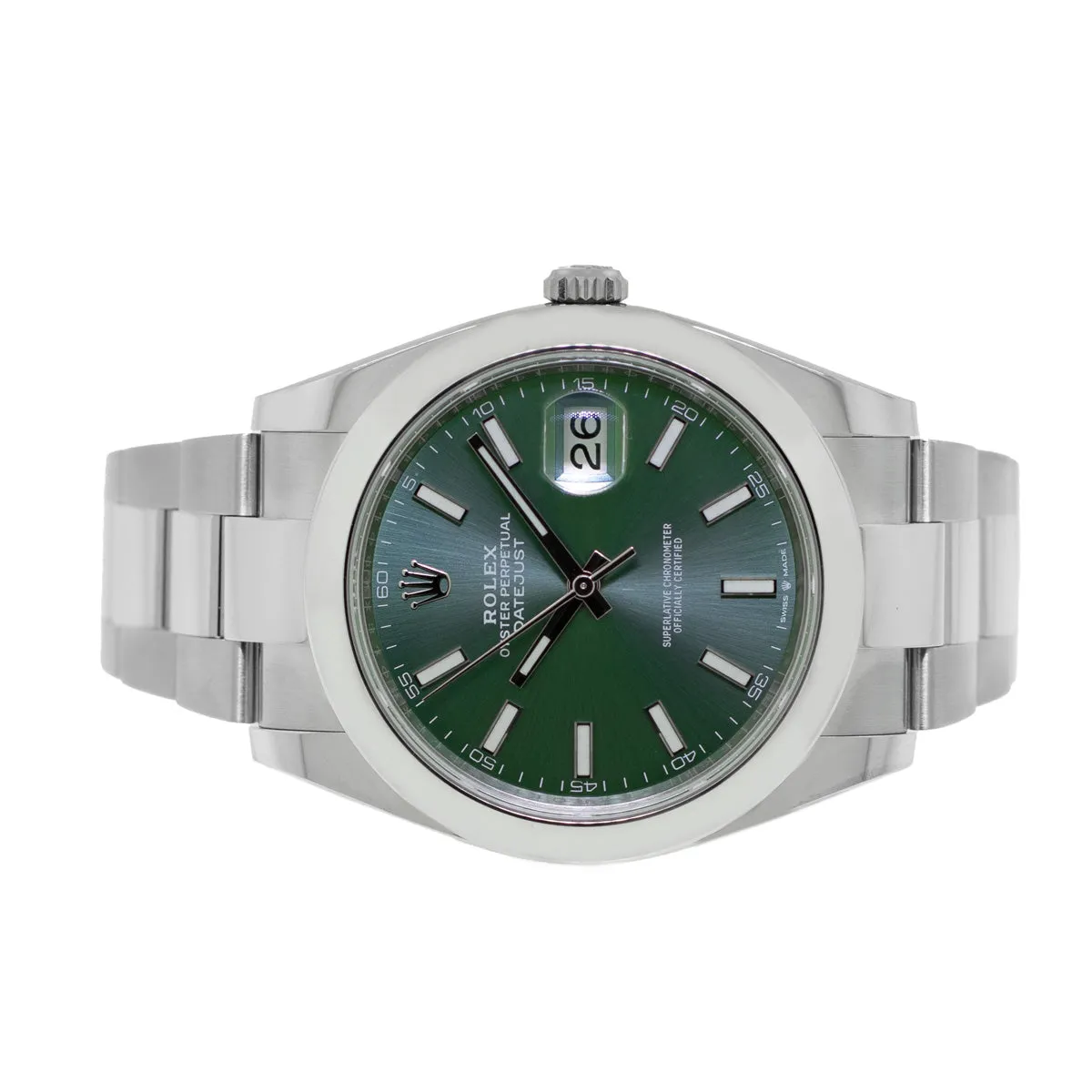 Rolex Datejust II 41mm Stainless Steel Green Index Dial Smooth Bezel 126300