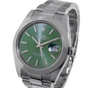 Rolex Datejust II 41mm Stainless Steel Green Index Dial Smooth Bezel 126300