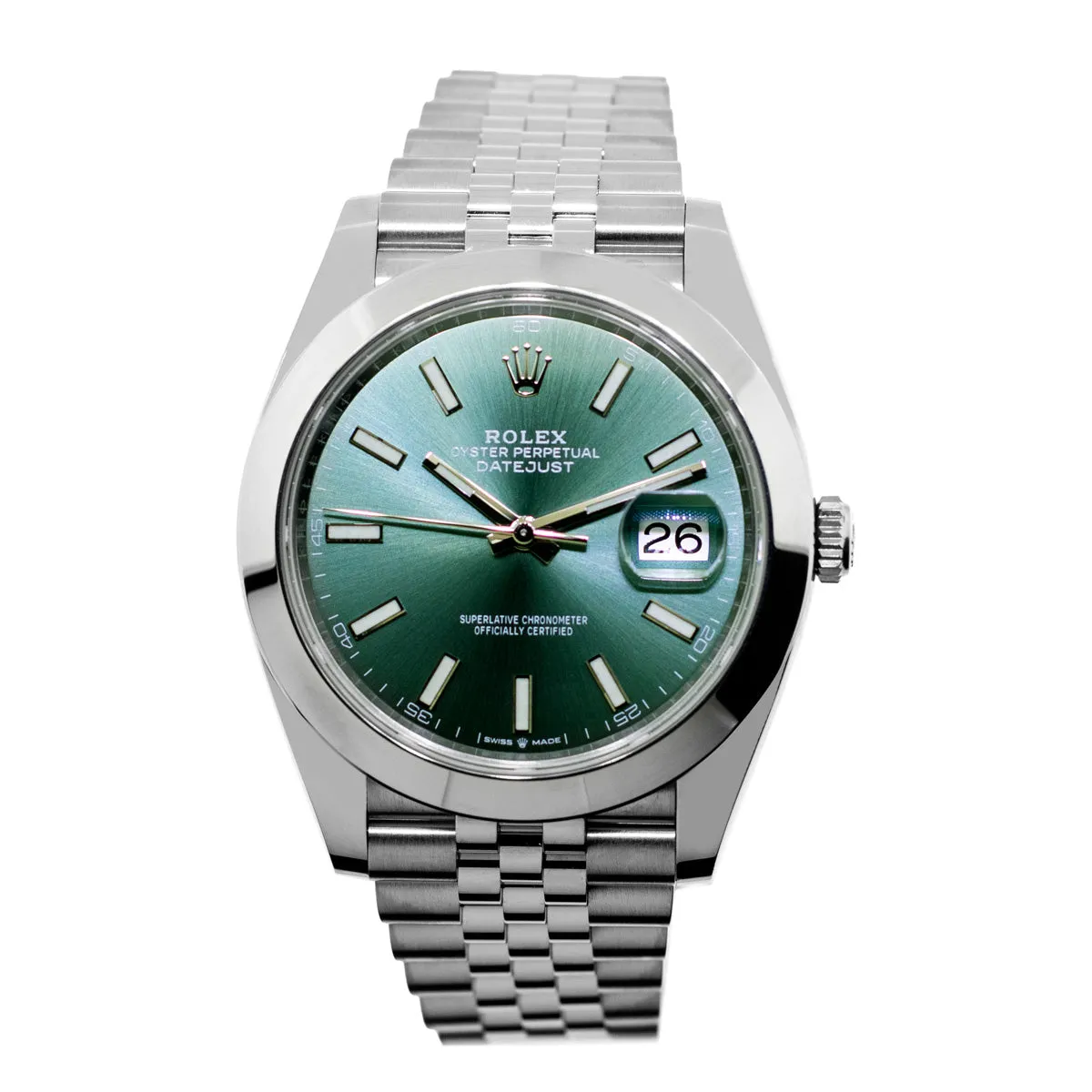 Rolex Datejust II 41mm Stainless Steel Green Index Dial Smooth Bezel 126300