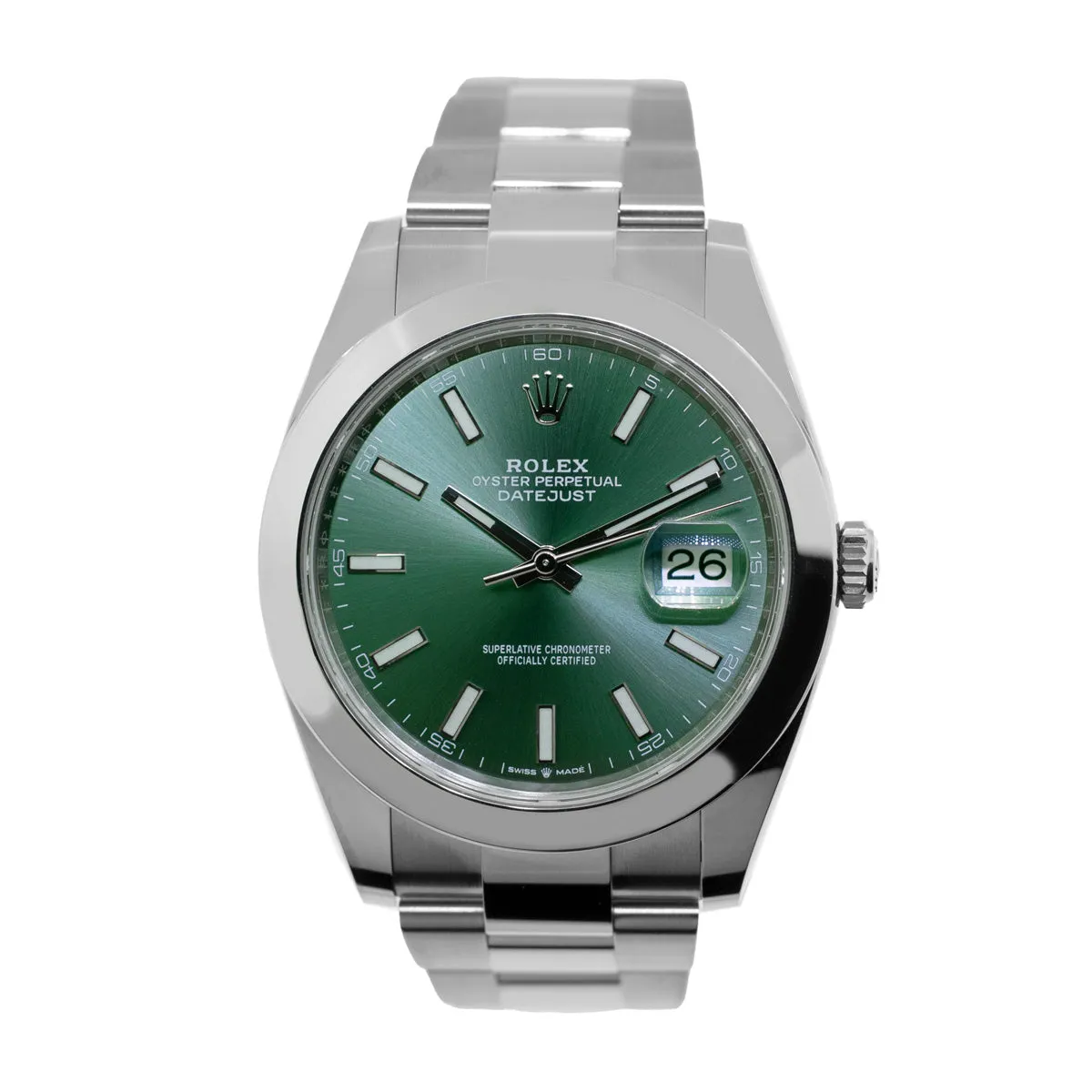 Rolex Datejust II 41mm Stainless Steel Green Index Dial Smooth Bezel 126300