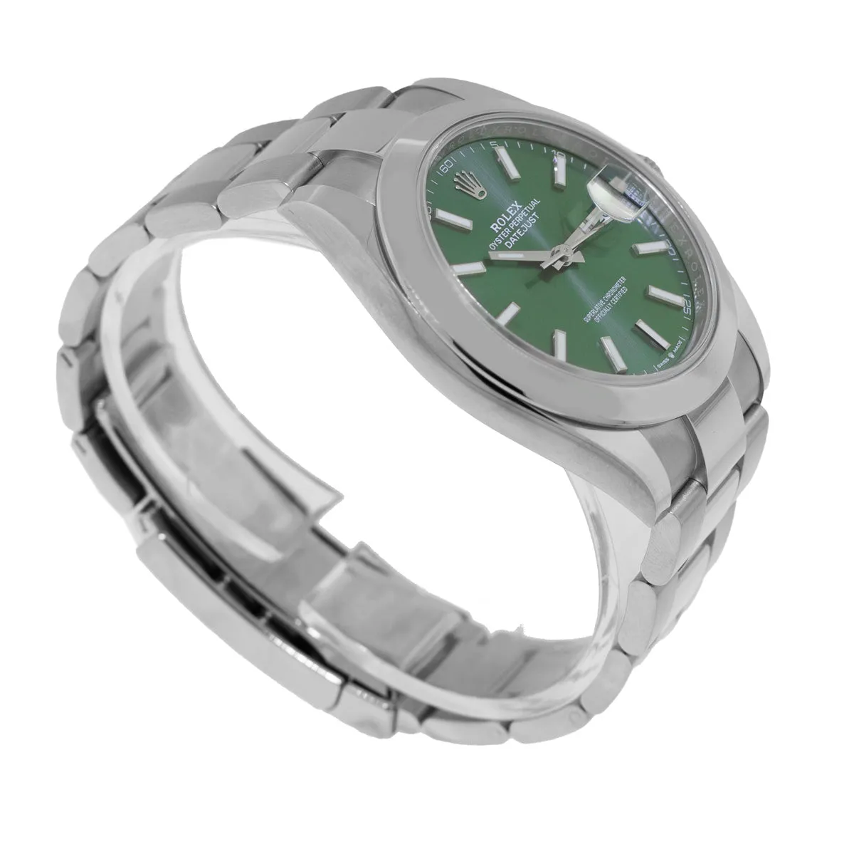 Rolex Datejust II 41mm Stainless Steel Green Index Dial Smooth Bezel 126300