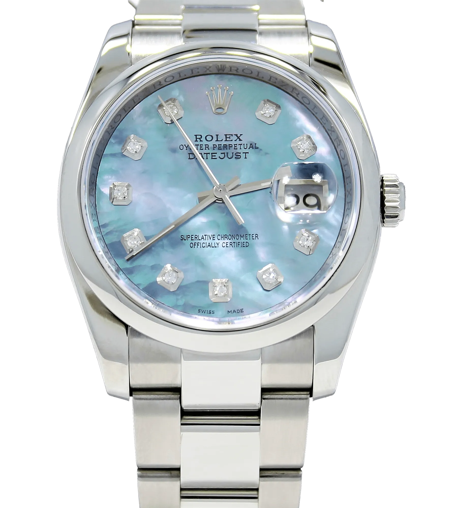 Rolex Datejust Oyster 116200 36mm Diamond Blue MOP Dial