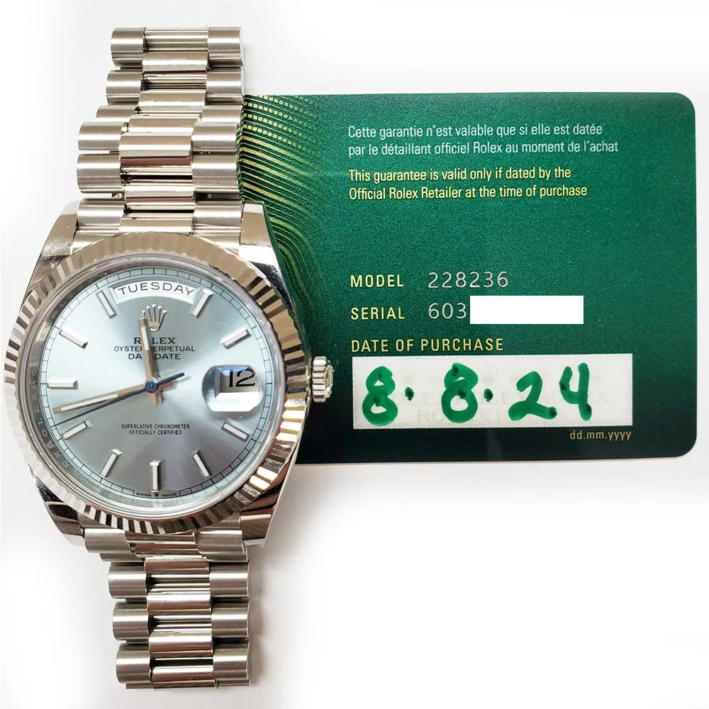 Rolex Day Date 228236 Ice Blue Dial Aug 2024