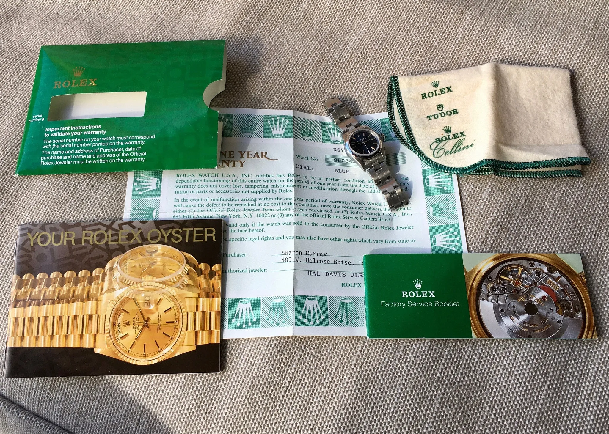 Rolex Ladies Oyster Perpetual 67180 Blue Stick Stainless Steel Wristwatch