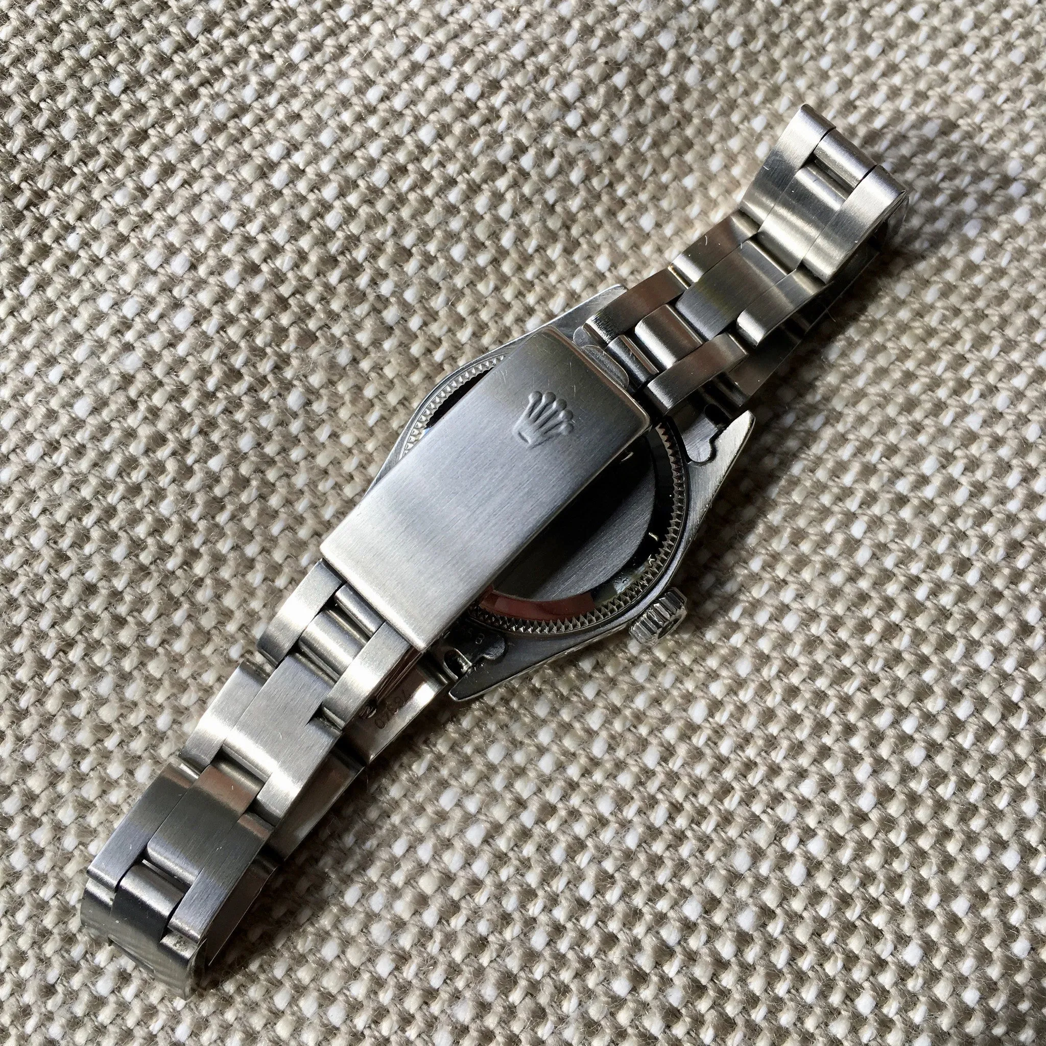Rolex Ladies Oyster Perpetual 67180 Blue Stick Stainless Steel Wristwatch