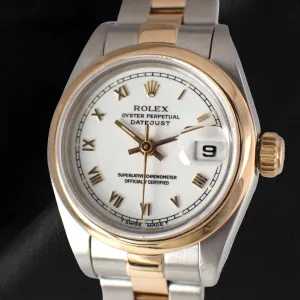 Rolex Lady-Datejust 26 mm Two Tone White Roman Dial Watch