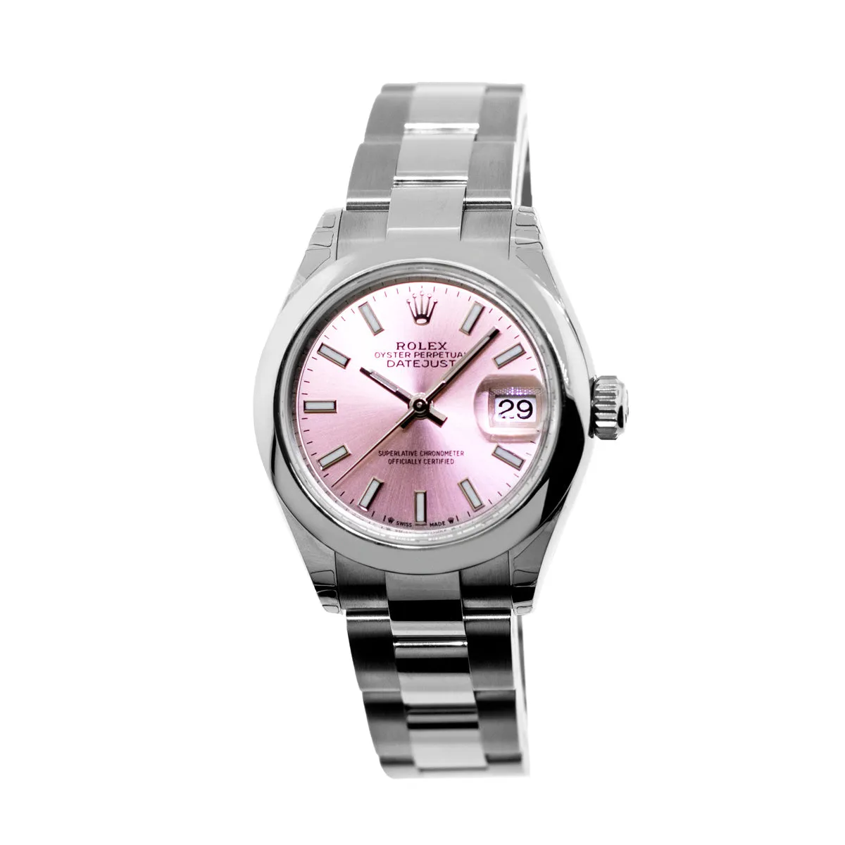 Rolex Lady-Datejust 28mm Stainless Steel Pink Index Dial & Smooth Bezel 279160