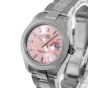 Rolex Lady-Datejust 28mm Stainless Steel Pink Index Dial & Smooth Bezel 279160