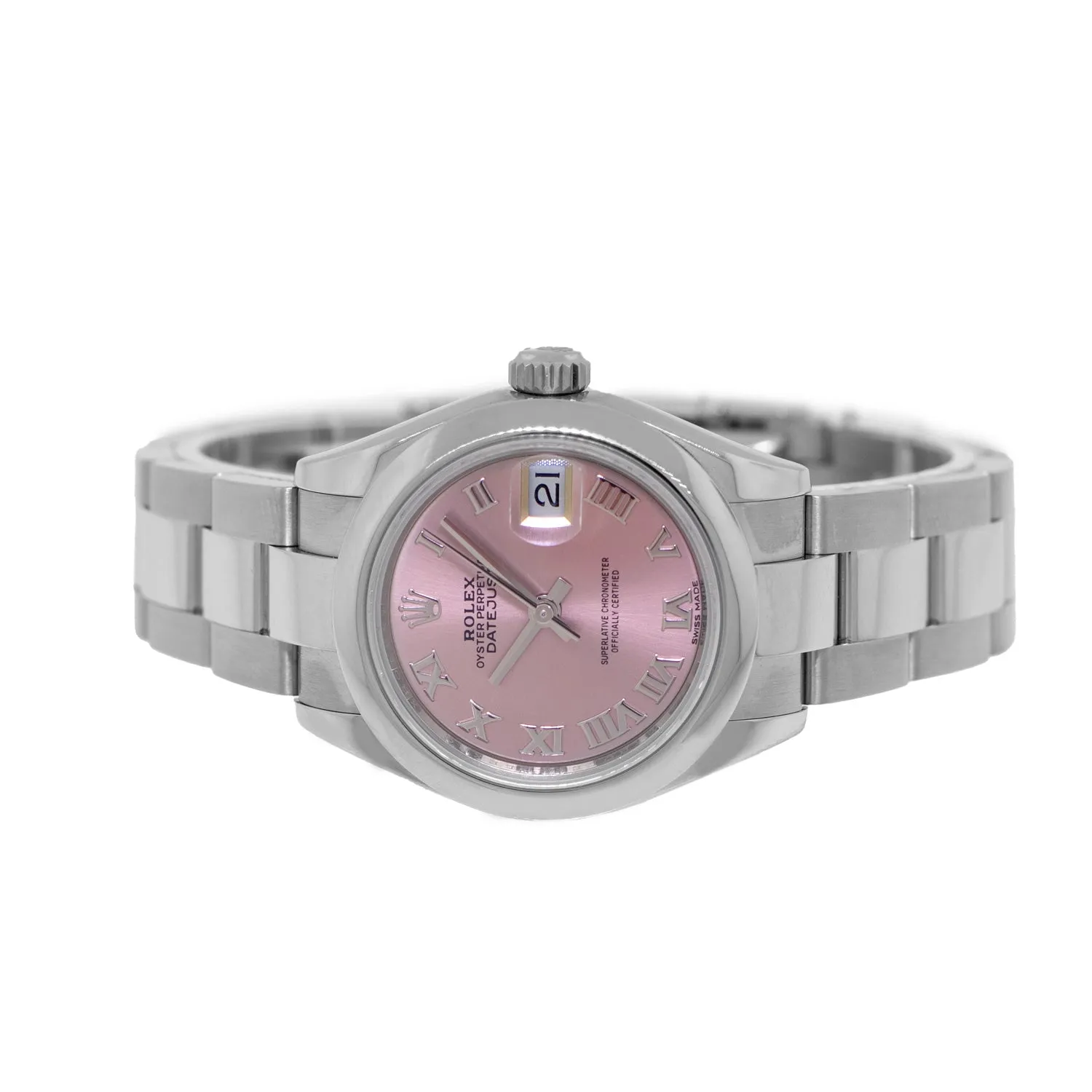 Rolex Lady-Datejust 28mm Stainless Steel Pink Roman Dial & Smooth Bezel 279160