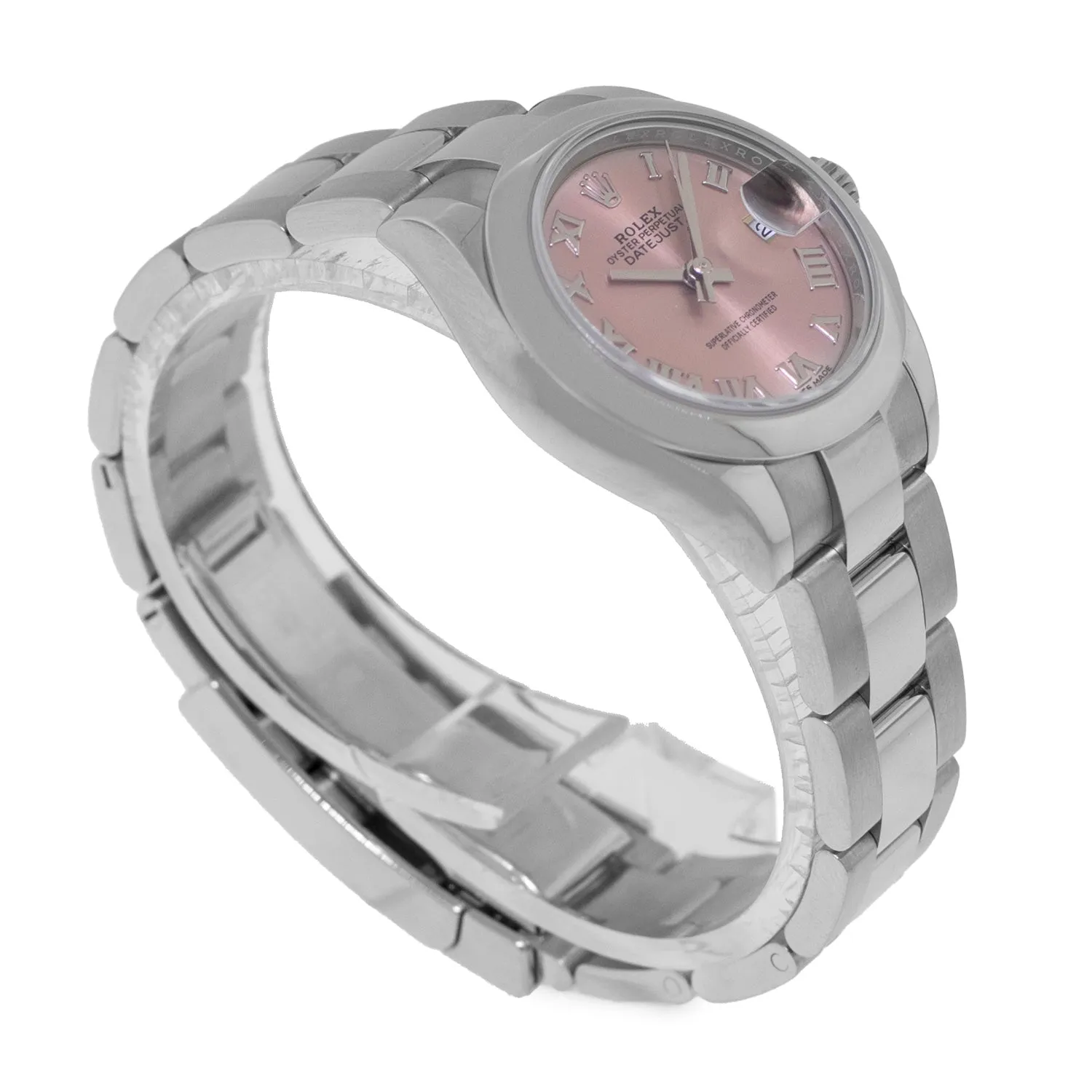 Rolex Lady-Datejust 28mm Stainless Steel Pink Roman Dial & Smooth Bezel 279160