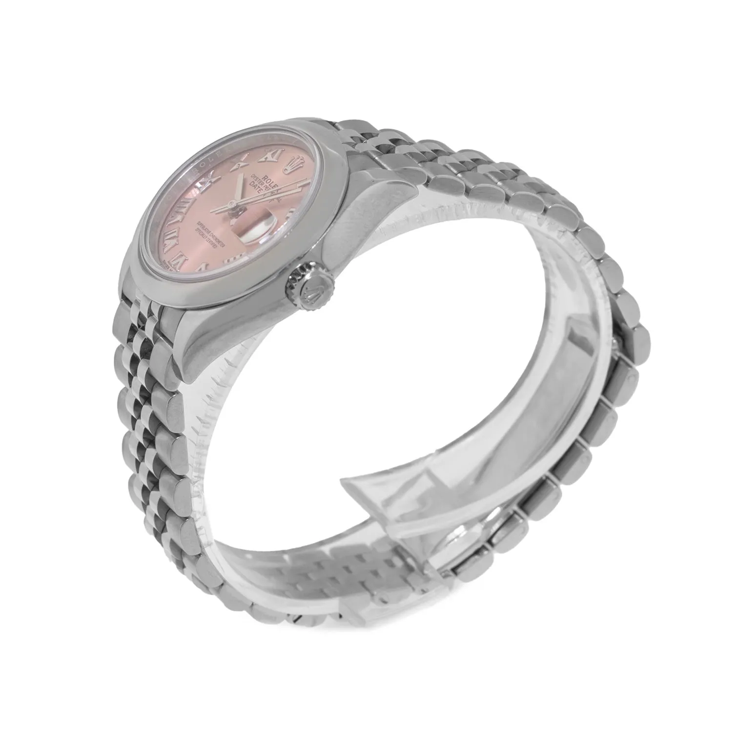 Rolex Lady-Datejust 28mm Stainless Steel Pink Roman Dial & Smooth Bezel 279160