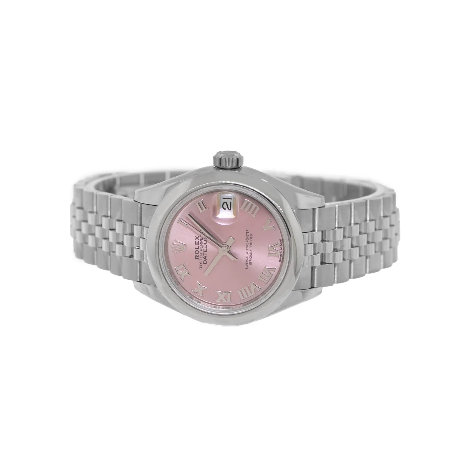 Rolex Lady-Datejust 28mm Stainless Steel Pink Roman Dial & Smooth Bezel 279160