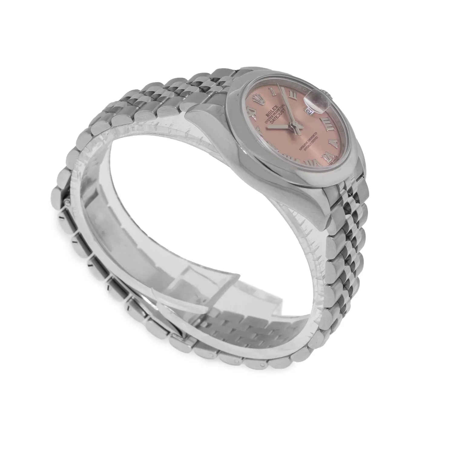 Rolex Lady-Datejust 28mm Stainless Steel Pink Roman Dial & Smooth Bezel 279160