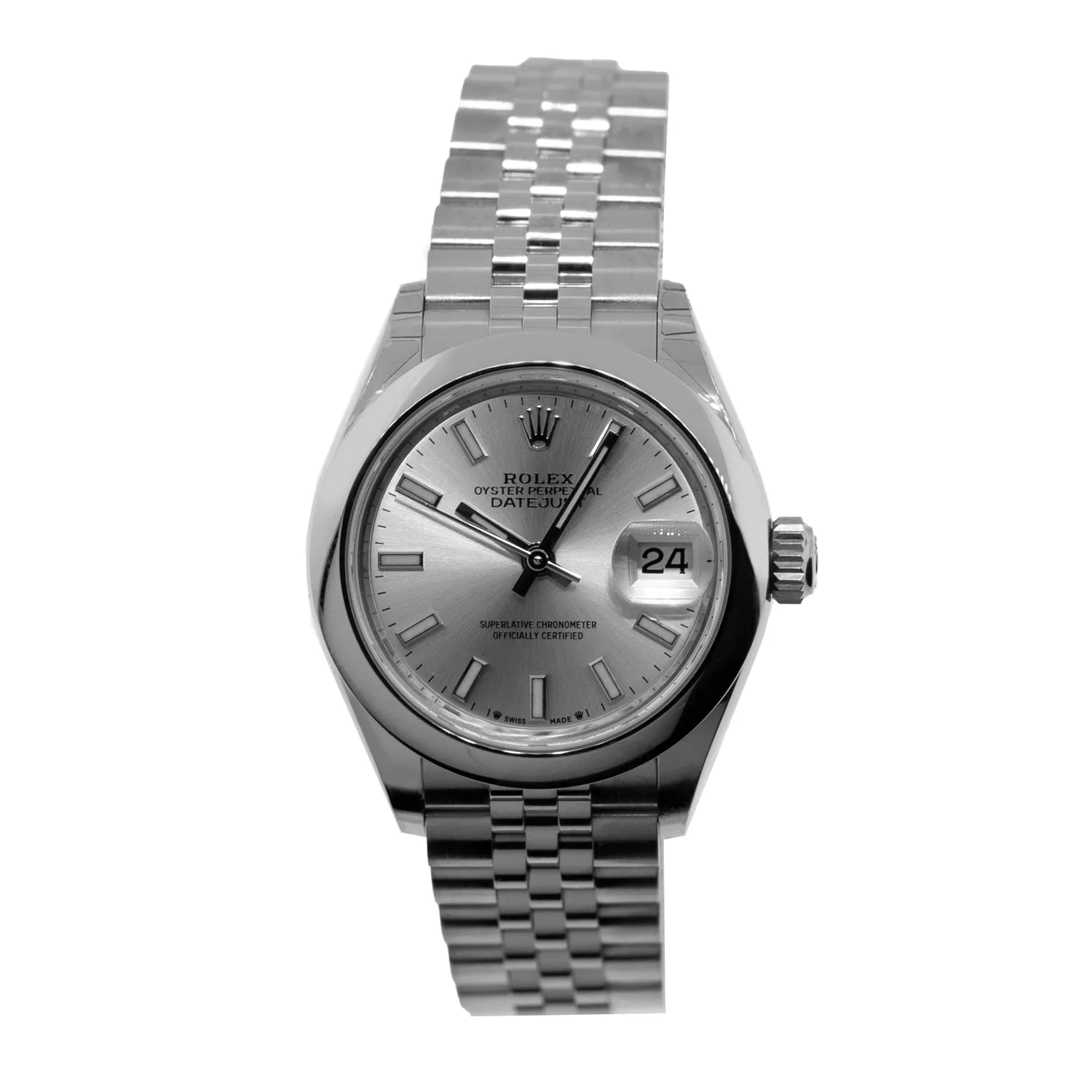 Rolex Lady-Datejust 28mm Stainless Steel Silver Index Dial & Smooth Bezel 279160