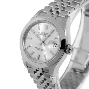 Rolex Lady-Datejust 28mm Stainless Steel Silver Index Dial & Smooth Bezel 279160