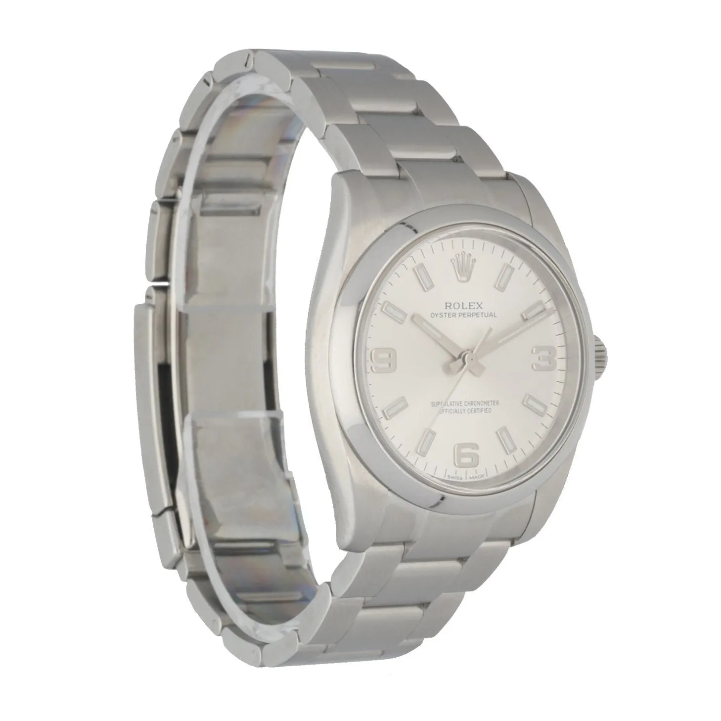 Rolex Oyster Perpetual 114200 Engraved Rehaut Men's Watch Box & Papers