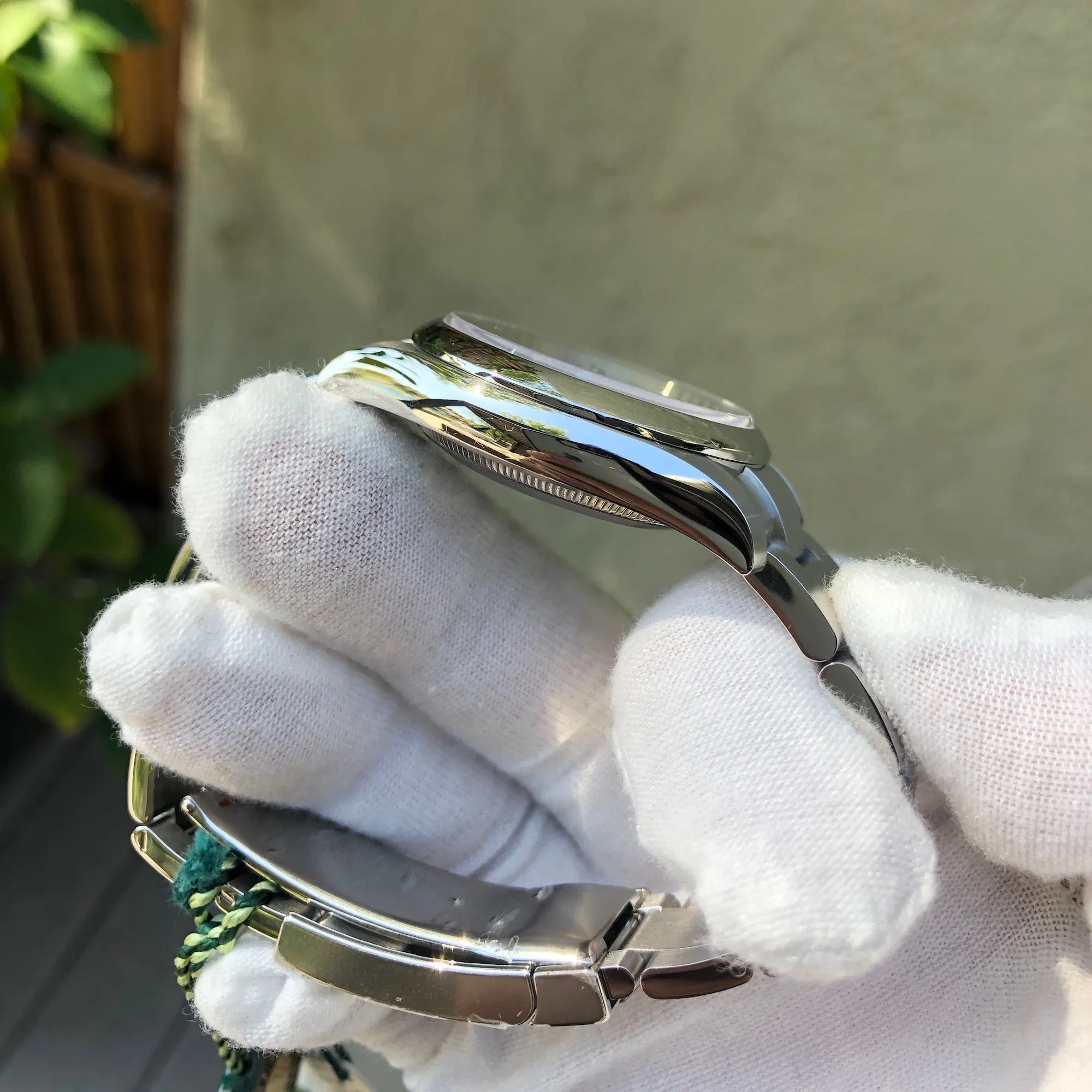 Rolex Oyster Perpetual 114200 White Stainless Steel Automatic Wristwatch Box Papers Circa 2019