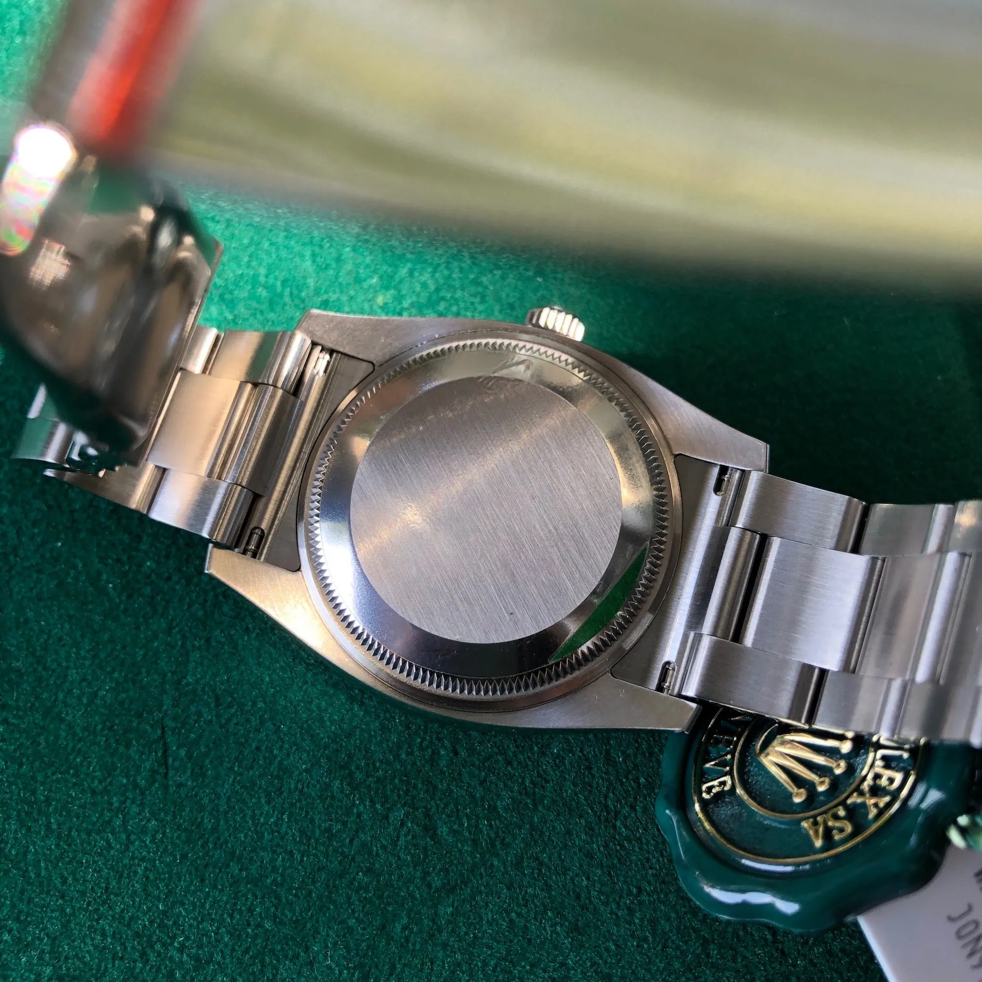 Rolex Oyster Perpetual 114200 White Stainless Steel Automatic Wristwatch Box Papers Circa 2019