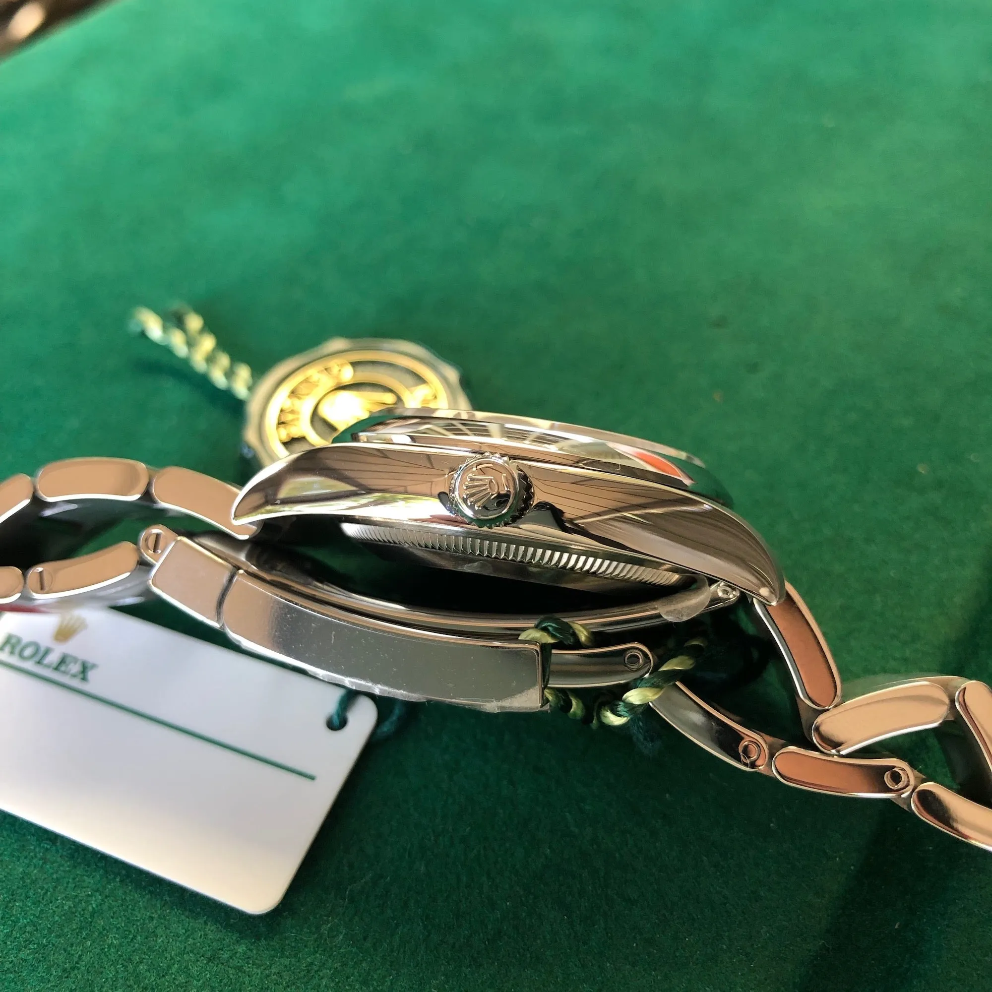 Rolex Oyster Perpetual 114200 White Stainless Steel Automatic Wristwatch Box Papers Circa 2019