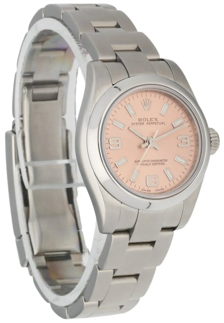 Rolex Oyster Perpetual 176200 steel Pink Dial W/Warranty Card