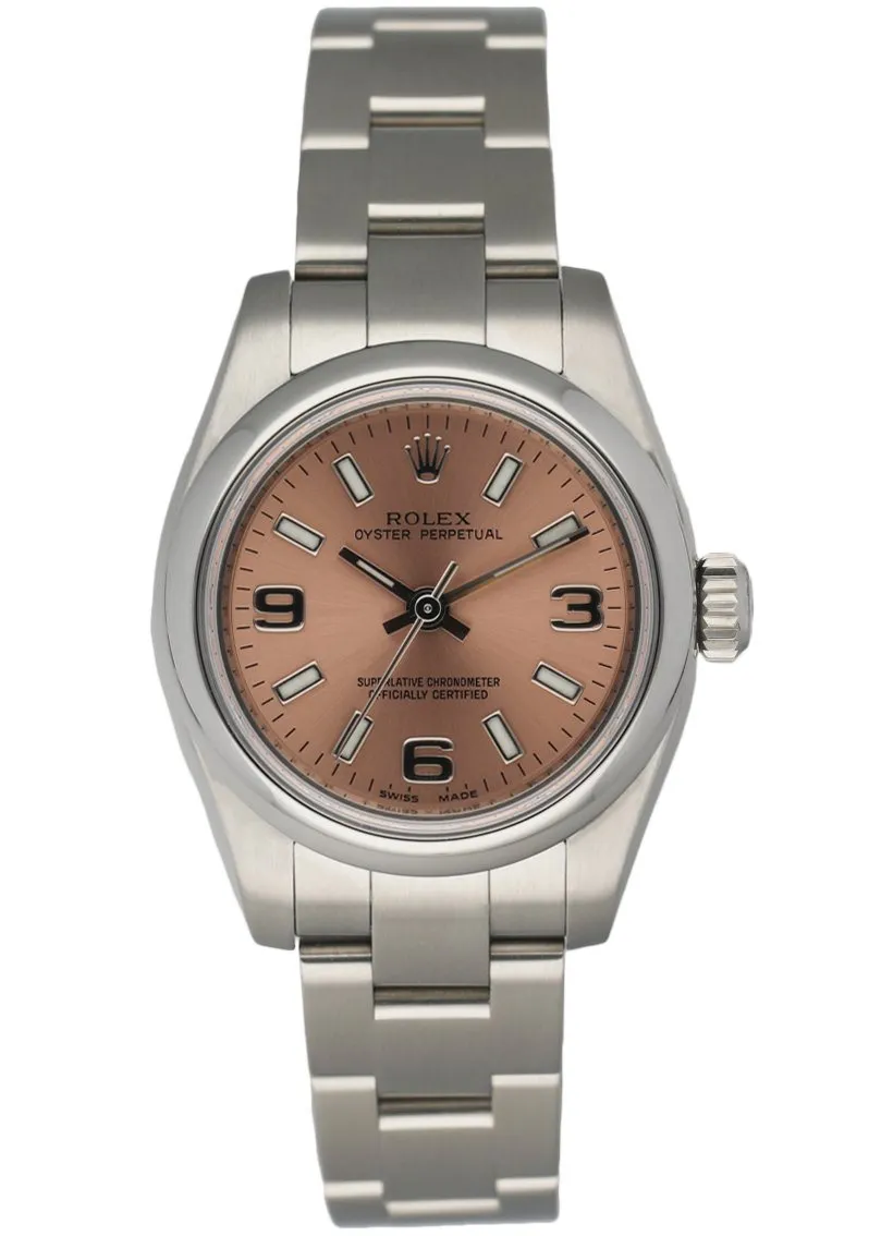 Rolex Oyster Perpetual 176200 steel Pink Dial W/Warranty Card